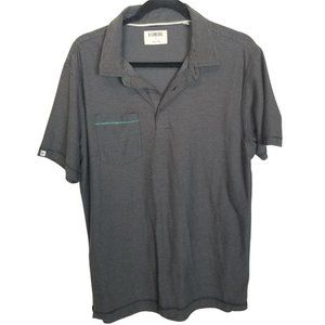 Link Soul Mens M Gray Striped Tempus Fugit Polo Shirt Short Sleeves Collared